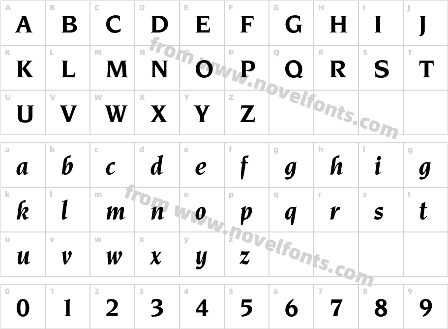 Novarese-BoldItalicCharacter Map