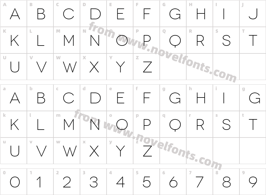 Novecento wide Light RegularCharacter Map