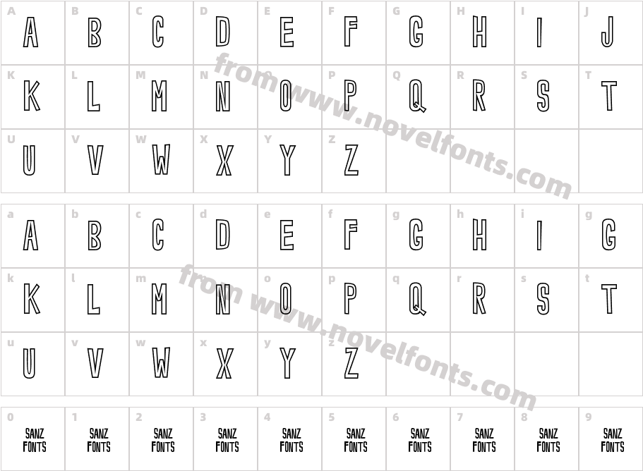 Noveey OutlineCharacter Map