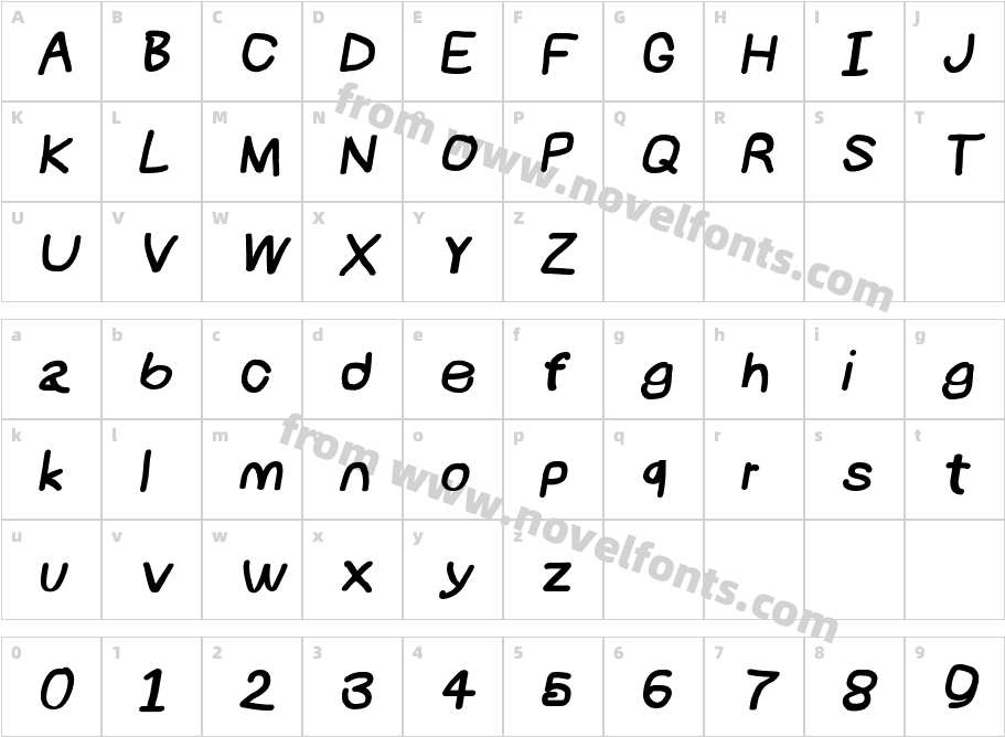 NumbBunny Black ItalicCharacter Map