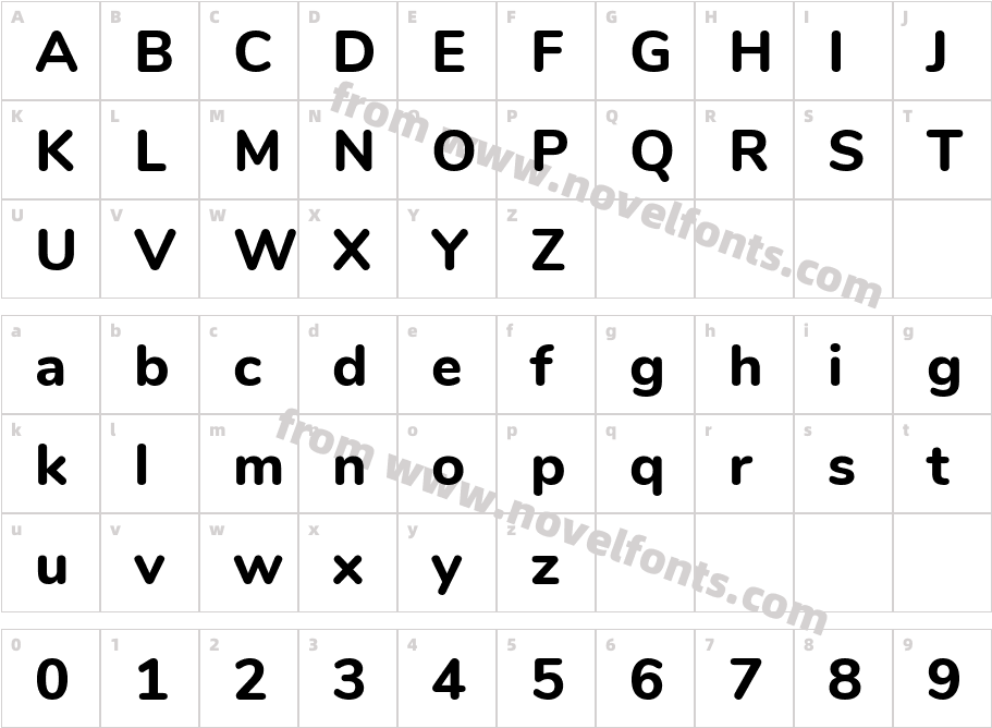 Nunito ExtraBoldCharacter Map