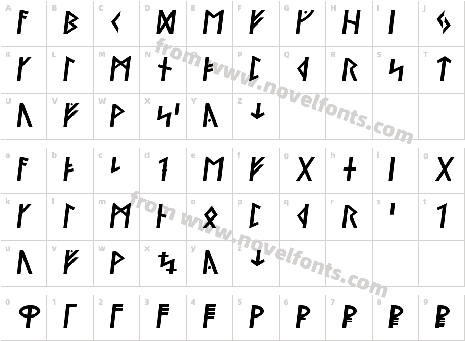 Ny Stormning KursivCharacter Map