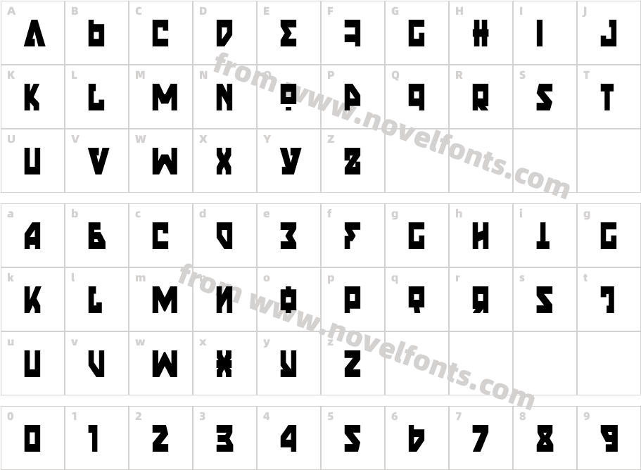 Nyet CondensedCharacter Map