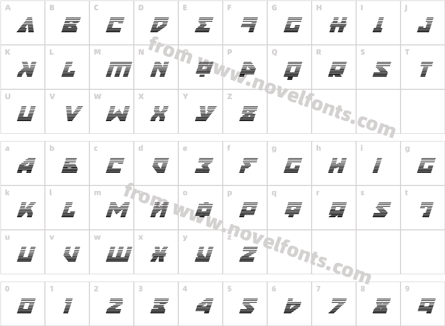 Nyet Gradient ItalicCharacter Map