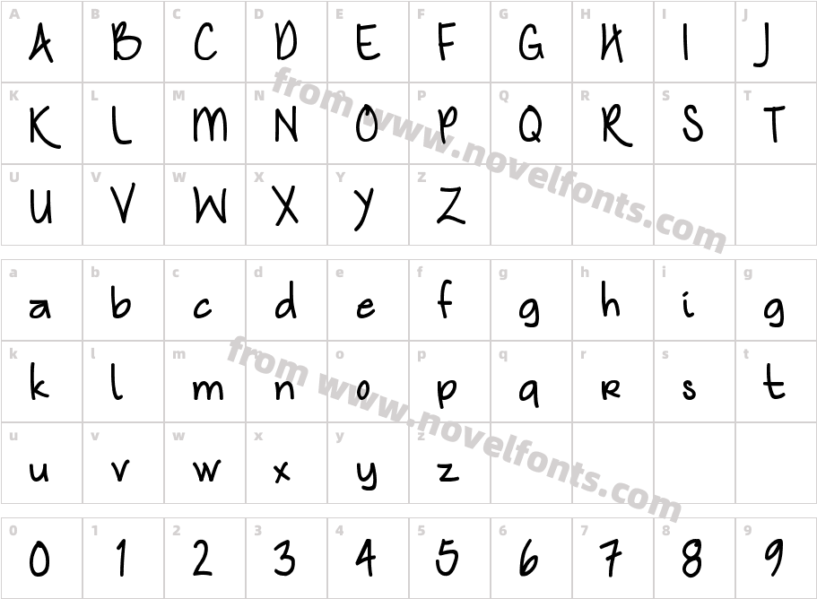 Nymph's HandwritingCharacter Map