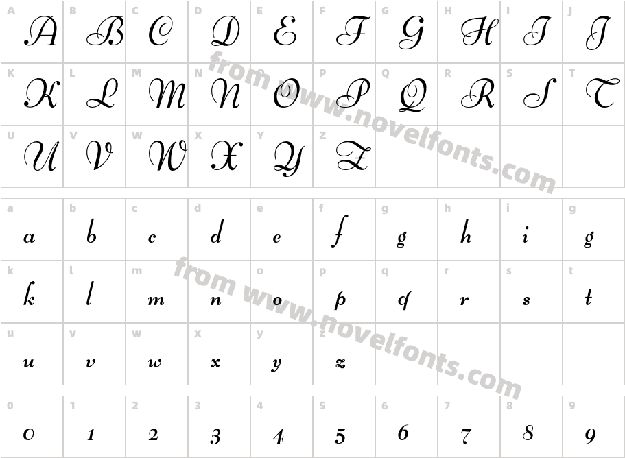 OPTIBernhard-BoldCursiveCharacter Map