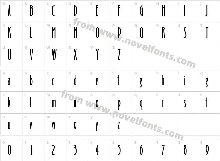 OPTIBinnerGothicCharacter Map