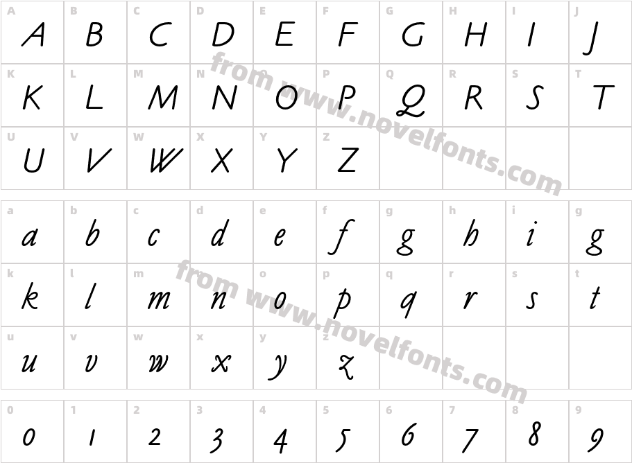 OPTICookeSans-ItalicCharacter Map