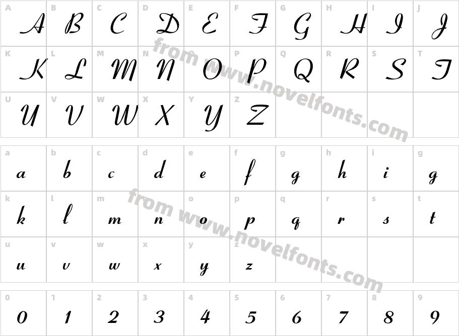 OPTICoyonetBoldCharacter Map