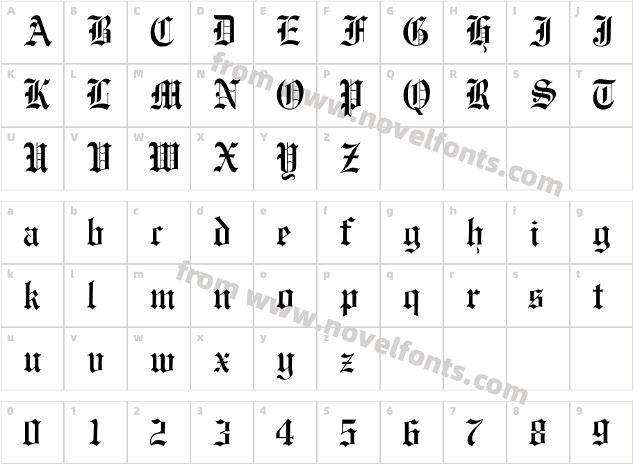 OPTIEngraversOldEnglishCharacter Map