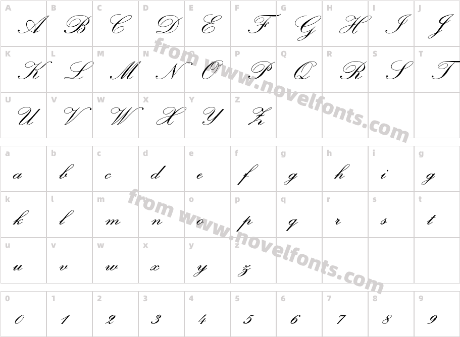 OPTIExcelsiorScript-SemiBdCharacter Map