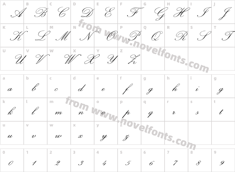 OPTIExcelsiorScriptCharacter Map