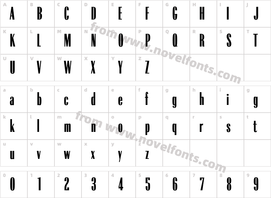 OPTIRadiant-BoldXCondCharacter Map