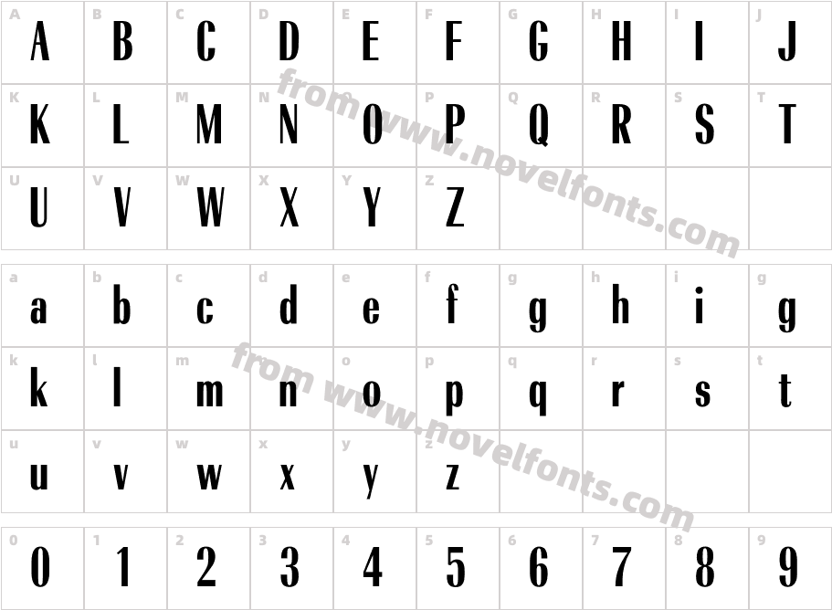 OPTIRadiantBold-CondensedCharacter Map