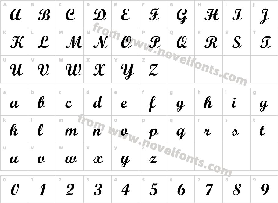 OPTIScript-BoldCharacter Map