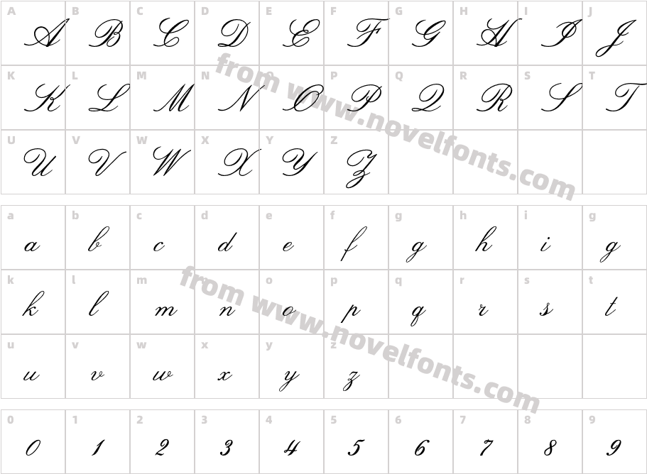 OPTIVenetian-ScriptCharacter Map