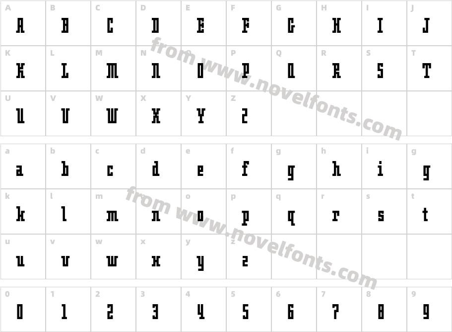 OblongBoldCharacter Map