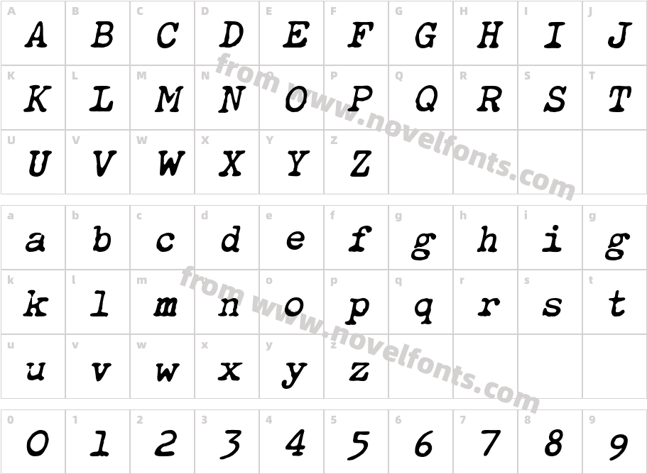 ObsoleteBoldObliqueCharacter Map