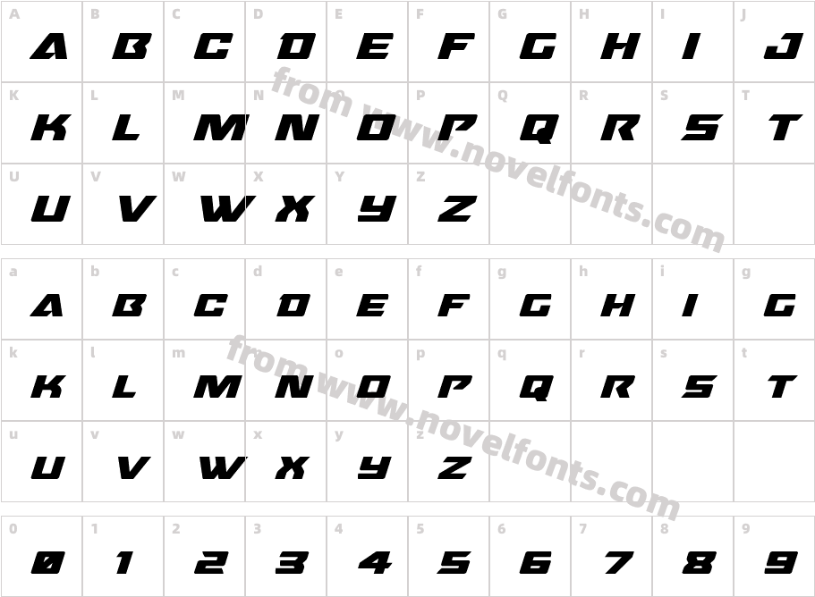 Oceanic Drift Expanded ItalicCharacter Map