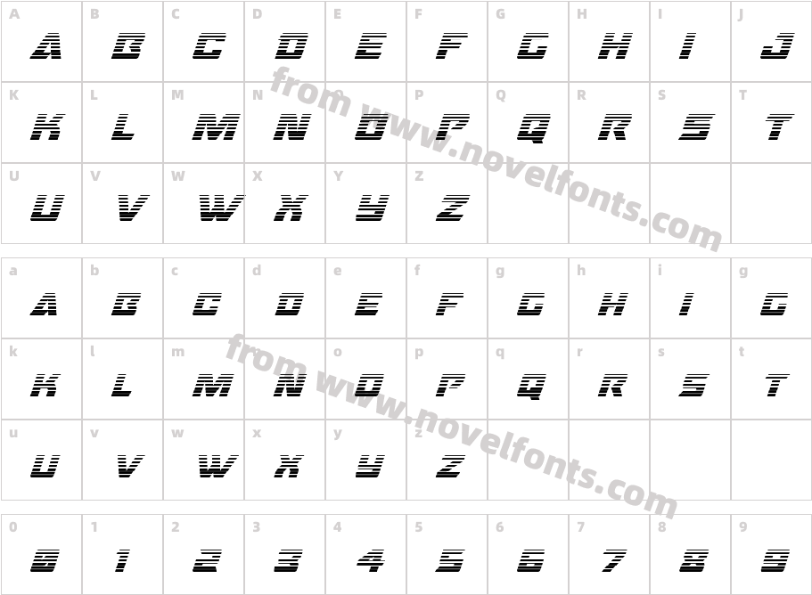 Oceanic Drift Gradient ItalicCharacter Map