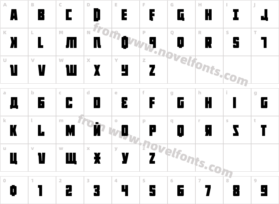 October Guard CondensedCharacter Map