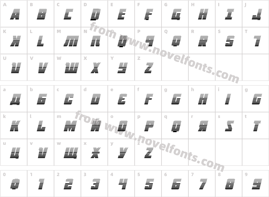 October Guard Gradient ItalicCharacter Map