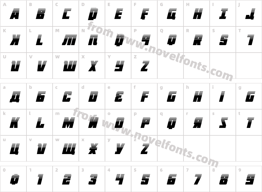 October Guard Half-Tone ItalicCharacter Map