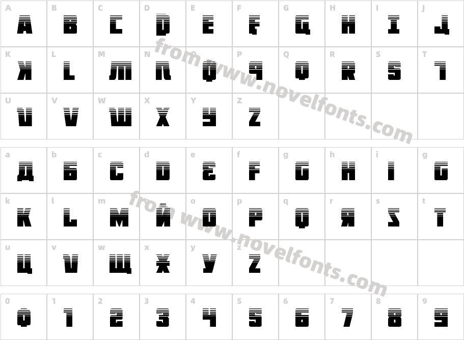 October Guard Half-Tone RegularCharacter Map