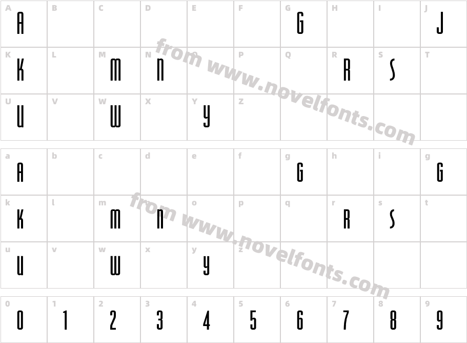 OdeonCondensedAlternateCharacter Map