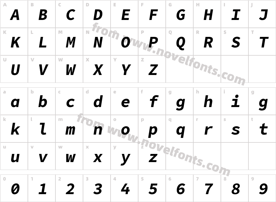 Office Code Pro Bold ItalicCharacter Map