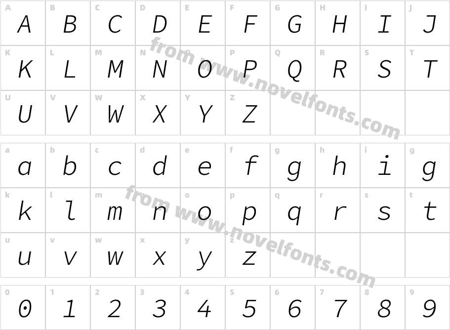 Office Code Pro D Light ItalicCharacter Map