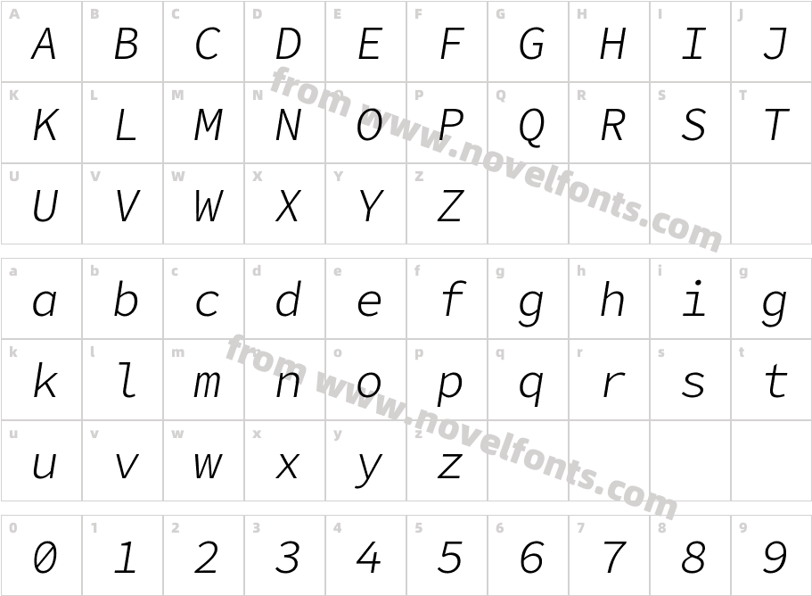 Office Code Pro Light ItalicCharacter Map