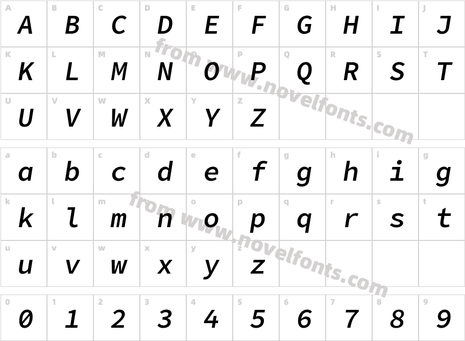 Office Code Pro Medium ItalicCharacter Map