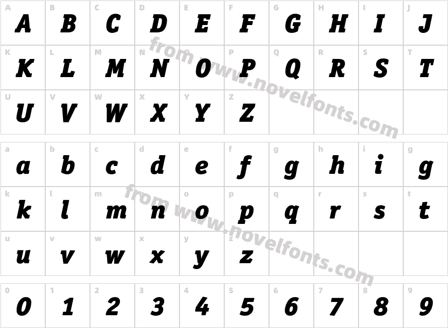 OfficinaSerITC-BlackItalicCharacter Map