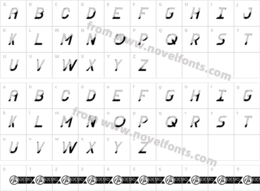 Offsett Demo ItalicCharacter Map