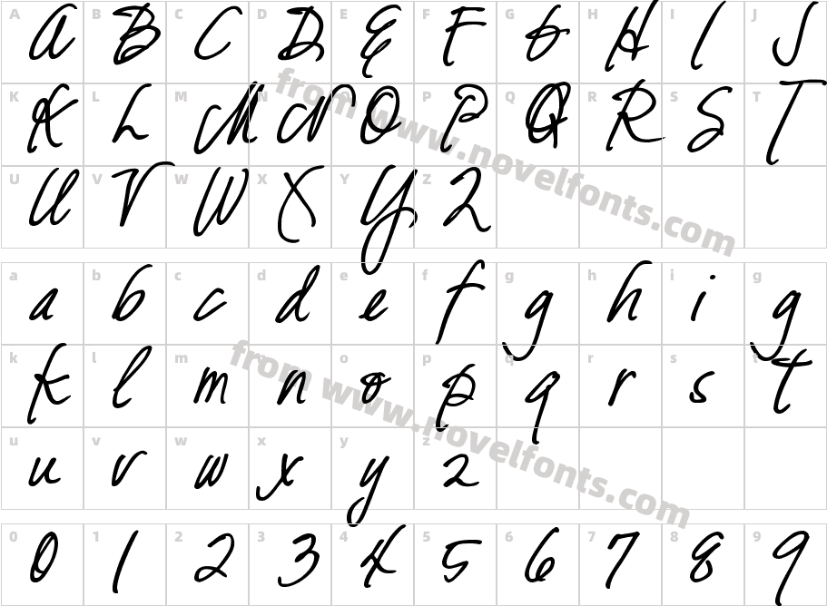 DJB Fresh Start BoldCharacter Map