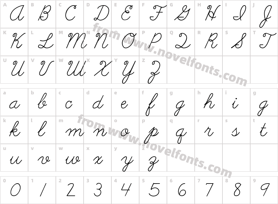 AbcCursiveCharacter Map