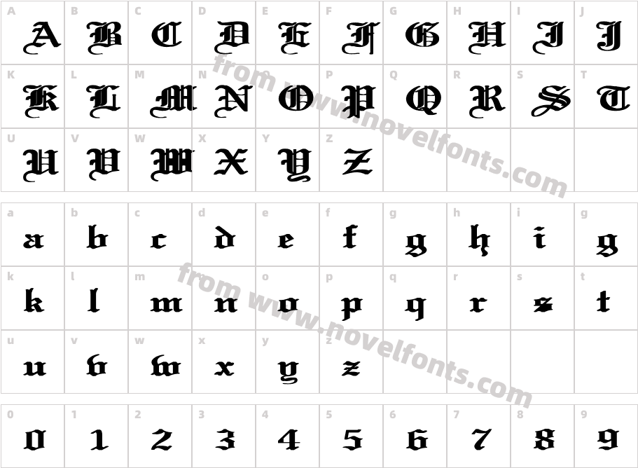 Old English Wd BoldCharacter Map