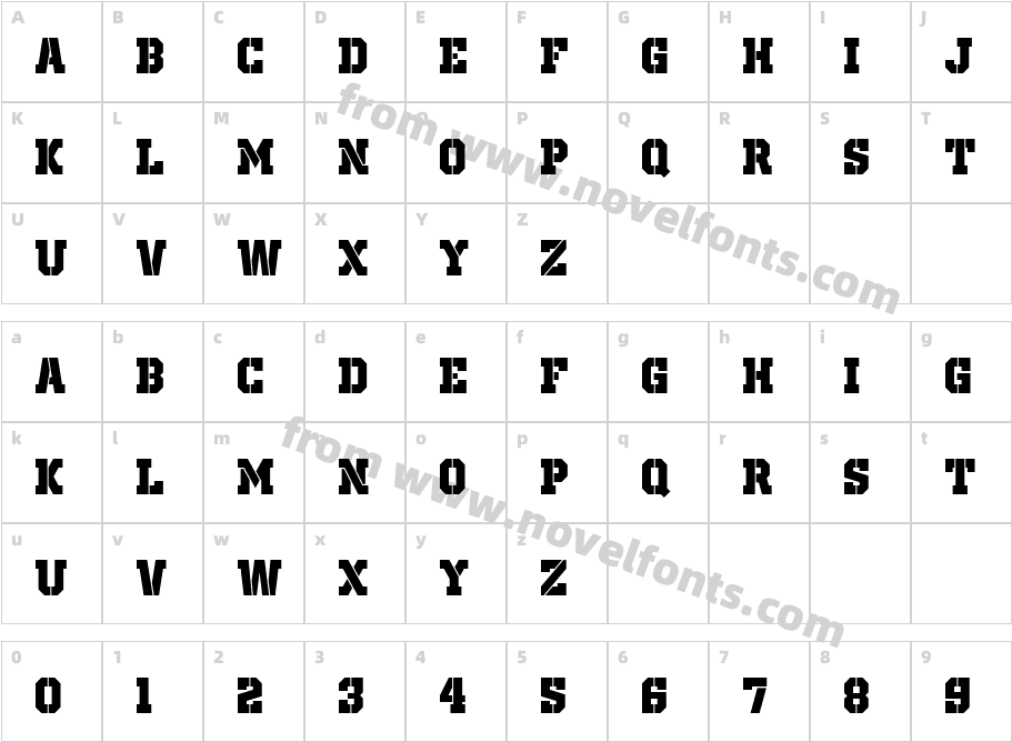 Old School United StencilCharacter Map