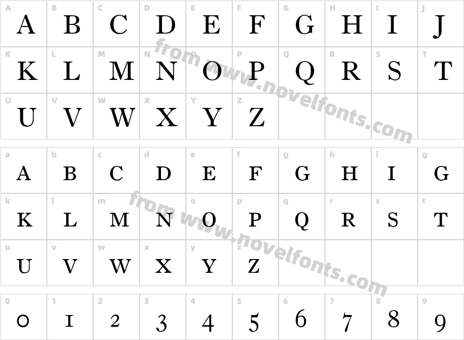 OldStyleSeven-SCCharacter Map