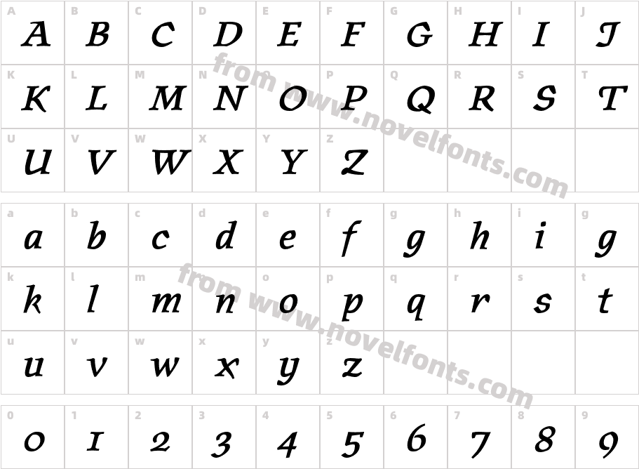 OldrichiumITCStd-Demi ItalicCharacter Map