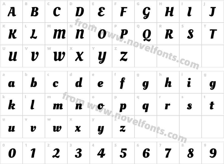 Oleo Script BoldCharacter Map