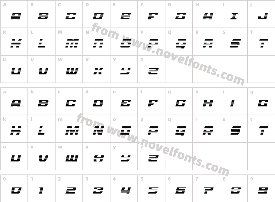 Olympic Carrier Gradient ItalicCharacter Map