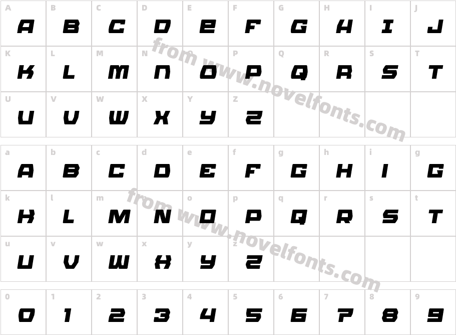 Olympic Carrier Semi-ItalicCharacter Map