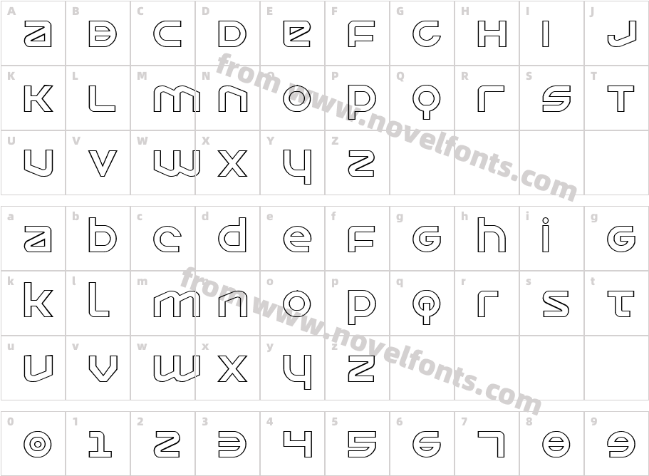 Opilio Outline RegularCharacter Map