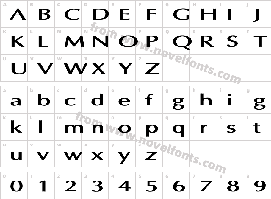 Optima Bold Ex BoldCharacter Map