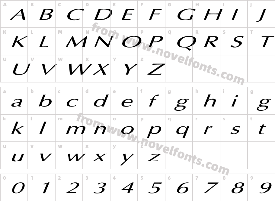 Optima Italic Ex ItalicCharacter Map