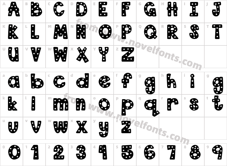 DJB Starry Starry FontCharacter Map