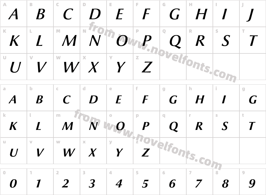 OptimaNovaLT-DemiItalicSCCharacter Map