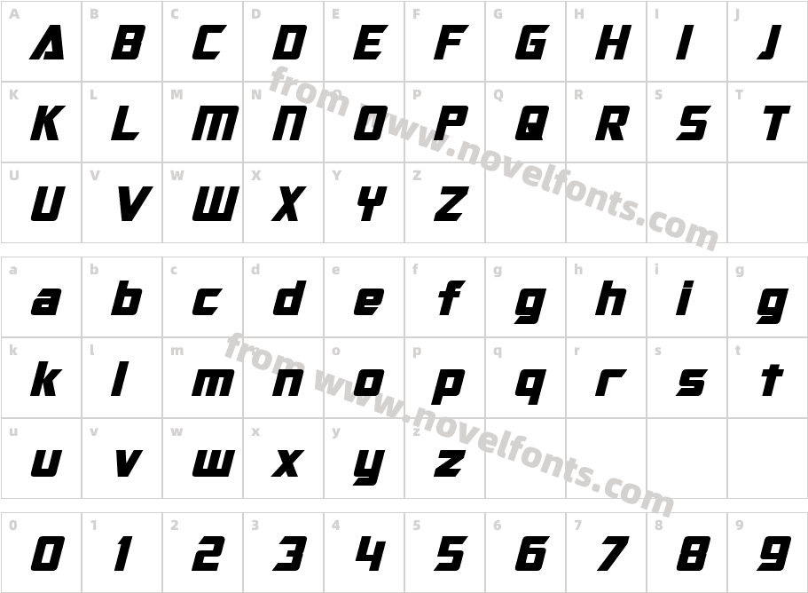 Optimus Bold ItalicCharacter Map